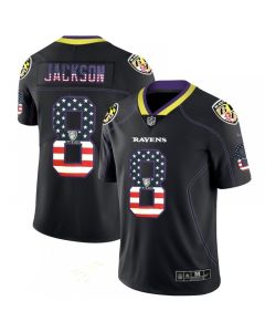 Men's Baltimore Ravens #8 Lamar Jackson Black 2018 USA Flag Color Rush Limited Fashion NFL Limited Stitched NFL Jersey