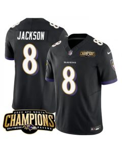 Men's Baltimore Ravens #8 Lamar Jackson Black 2023 F.U.S.E. AFC North Champions Vapor Limited Football Jersey