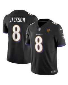 Men's Baltimore Ravens #8 Lamar Jackson Black 2023 F.U.S.E. With John Madden Patch Vapor Limited Football Jersey