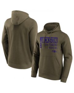Men's Baltimore Ravens #8 Lamar Jackson Fashion Name & Number Hoodie
