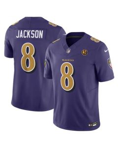 Men's Baltimore Ravens #8 Lamar Jackson Purple 2023 F.U.S.E. With John Madden Patch Color Rush Limited Football Jersey