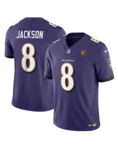 Men's Baltimore Ravens #8 Lamar Jackson Purple 2023 F.U.S.E. With John Madden Patch Vapor Limited Football Jersey