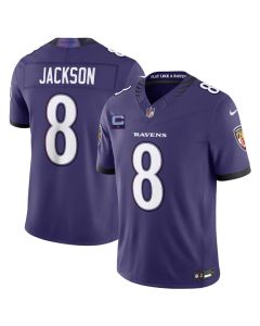 Men's Baltimore Ravens #8 Lamar Jackson Purple 2026 With 1-Star C Patch Vapor F.U.S.E Limited Jersey