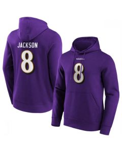 Men's Baltimore Ravens #8 Lamar Jackson Purple Hoodie