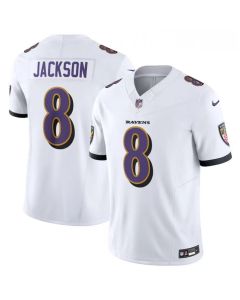 Men's Baltimore Ravens #8 Lamar Jackson White 2023 F.U.S.E Vapor Jersey