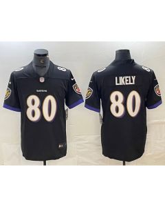 Men's Baltimore Ravens #80 Isaiah Likely Black Vapor Limited Football Jersey