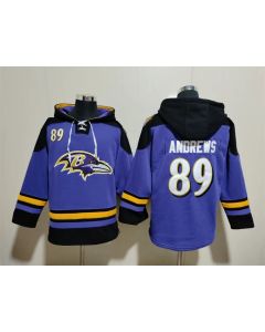 Men's Baltimore Ravens #89 Mark Andrews Ageless Must-Have Lace-Up Pullover Hoodie