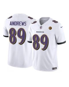Men's Baltimore Ravens #89 Mark Andrews White 2023 F.U.S.E. With John Madden Patch Vapor Limited Football Jersey
