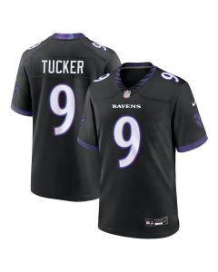 Men's Baltimore Ravens #9 Justin Tucker Black Alternate Game Jersey