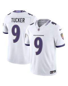 Men's Baltimore Ravens #9 Justin Tucker Nike White Vapor F.U.S.E. Sewn Down Limited Jersey (White)