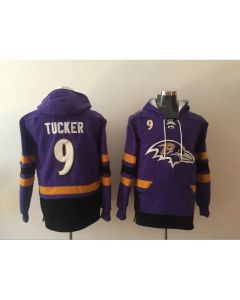 Men's Baltimore Ravens #9 Justin Tucker Purple All Stitched NFL Hoodie Sweatshirt