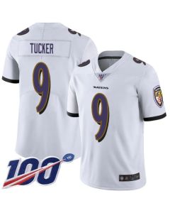 Men's Baltimore Ravens #9 Justin Tucker White 2019 100th Season Vapor Untouchable Limited NFL Jersey