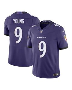 Men's Baltimore Ravens #9 Zion Young Purple 2026 NFL Draft Vapor F.U.S.E. Limited Jersey