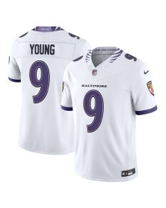 Men's Baltimore Ravens #9 Zion Young White 2026 NFL Draft Vapor F.U.S.E. Limited Jersey