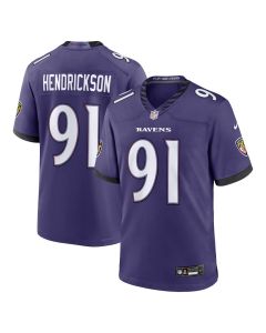 Men's Baltimore Ravens #91 Trey Hendrickson Nike Purple Team Game Jersey (Purple)