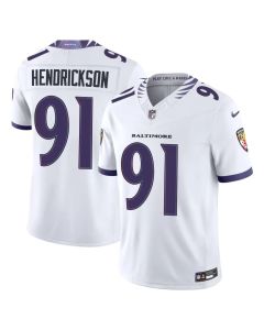 Men's Baltimore Ravens #91 Trey Hendrickson White Vapor F.U.S.E. Sewn Down Limited Jersey