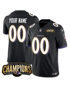 Men's Baltimore Ravens Active Player Custom Black 2023 F.U.S.E. AFC North Champions Vapor Limited Football Jersey