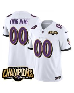 Men's Baltimore Ravens Active Player Custom White 2023 F.U.S.E. AFC North Champions Vapor Limited Football Jersey