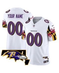 Men's Baltimore Ravens Active Player Custom White 2025 F.U.S.E. Maryland Flag V2 Vapor Limited Football Jersey