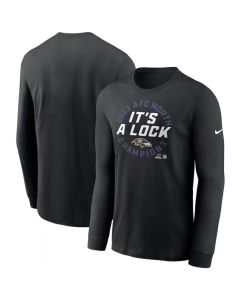 Men's Baltimore Ravens Black 2023 AFC North Division Champions Locker Room Trophy Collection Long Sleeve T-Shirt