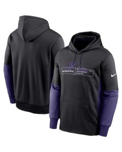 Men's Baltimore Ravens Black Color Block Fleece Performance Pullover Hoodie
