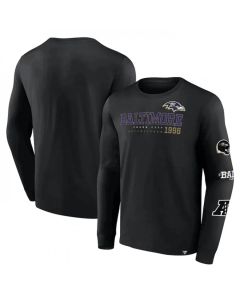 Men's Baltimore Ravens Black High Whip Pitcher Long Sleeve T-Shirt