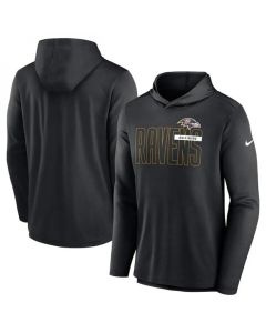 Men's Baltimore Ravens Black Lightweight Performance Hoodie Long Sleeve T-Shirt