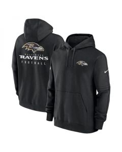 Men's Baltimore Ravens Black Sideline Club Fleece Pullover Hoodie