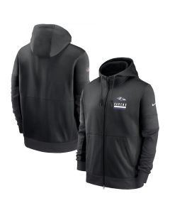 Men's Baltimore Ravens Black Sideline Impact Lockup Performance Full-Zip Hoodie