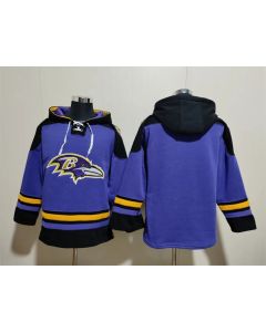 Men's Baltimore Ravens Blank Ageless Must-Have Lace-Up Pullover Hoodie