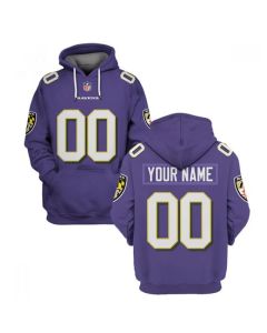 Men's Baltimore Ravens Customized Purple Pullover Hoodie