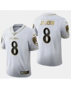 Men's Baltimore Ravens Customized White Gold 100th Season Vapor Untouchable Limited Football Jersey