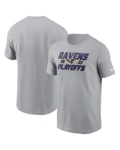 Men's Baltimore Ravens Gray 2023 NFL Playoffs Iconic T-Shirt