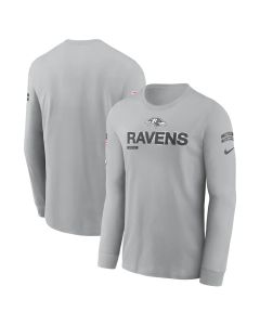 Men's Baltimore Ravens Gray 2024 Salute To Service Long Sleeve T-Shirt (Gray)