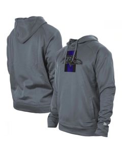 Men's Baltimore Ravens Gray New Era Training Camp Raglan Pullover Hoodie