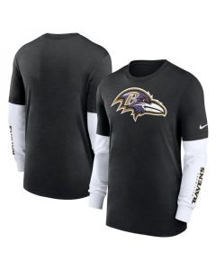 Men's Baltimore Ravens Heather Black Slub Fashion Long Sleeve T-Shirt