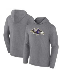 Men's Baltimore Ravens Heather Gray Primary Logo Long Sleeve Hoodie T-Shirt