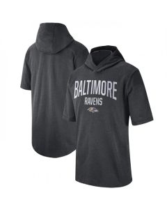 Men's Baltimore Ravens Heathered Charcoal Sideline Training Hoodie Performance T-Shirt