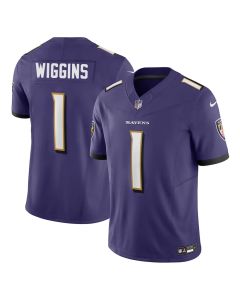 Men's Baltimore Ravens Nate Wiggins Purple 2024 NFL Draft First Round Pick Player F.U.S.E. Vapor Untouchable Limited Stitched Football Jersey