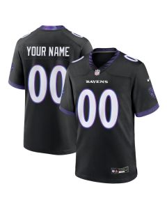 Men's Baltimore Ravens Nike Black Alternate Game Custom Jersey (Black)