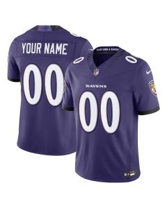 Men's Baltimore Ravens Purple Vapor F.U.S.E. Sewn Down Limited Custom Jersey