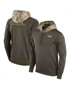 Men's Baltimore Ravens Olive Salute to Service Sideline Therma Pullover Hoodie