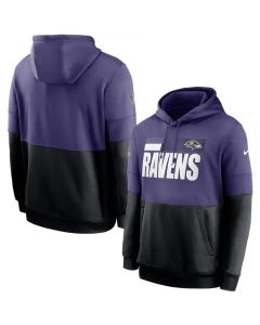 Men's Baltimore Ravens Purple/Black Sideline Impact Lockup Performance Pullover Hoodie