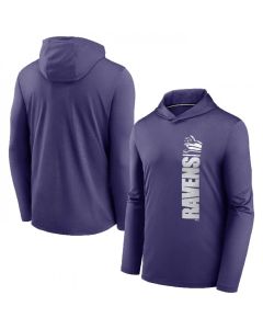 Men's Baltimore Ravens Purple Fan Gear Team Stack Hoodie Performance Long Sleeve T-Shirt