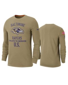Men's Baltimore Ravens Tan 2019 Salute to Service Sideline Performance Long Sleeve Shirt
