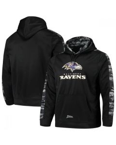 Men's Baltimore Ravens Zubaz Black Tonal Oxide Pullover Hoodie