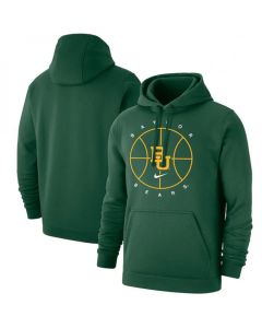 Men's Baylor Bears Green Basketball Icon Club Fleece Pullover Hoodie