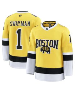 Men's Boston Bruins #1 Jeremy Swayman Gold 2026 NHL Stadium Series Premium Jersey