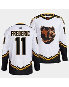 Men's Boston Bruins #11 Trent Frederic White 2022-23 Reverse Retro Stitched Jersey
