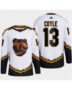 Men's Boston Bruins #13 Charlie Coyle White 2022-23 Reverse Retro Stitched Jersey